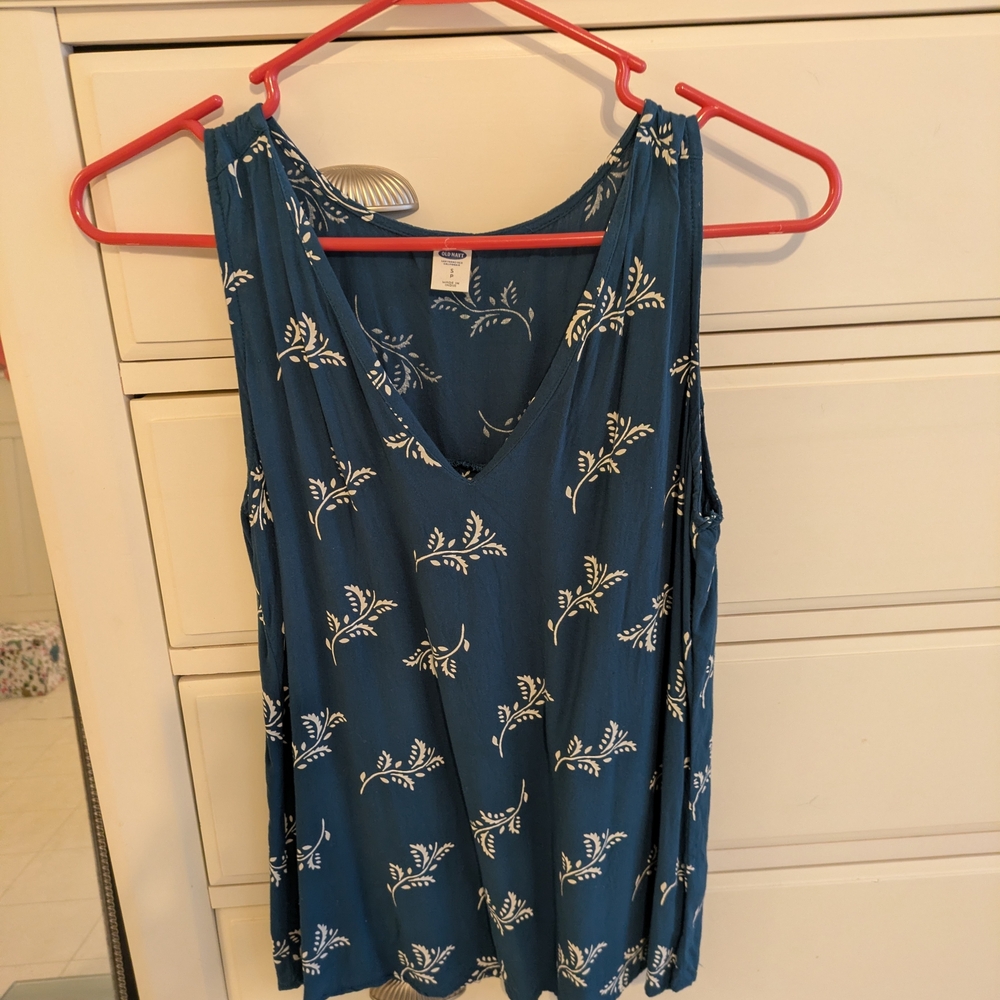 Blue Floral Sleeveless Top
